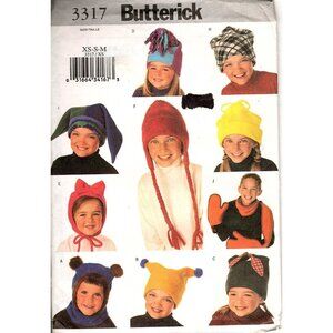 Butterick 3317 Boys and Girls XS to M Hat and Scarf Uncut Sewing Pattern
